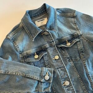 Old Navy Kids Blue Denim Trucker Jacket Size S 6-7 Junipero Medium Wash Stretch